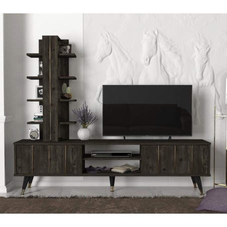 Mueble TV con estante Nero marron oscuro