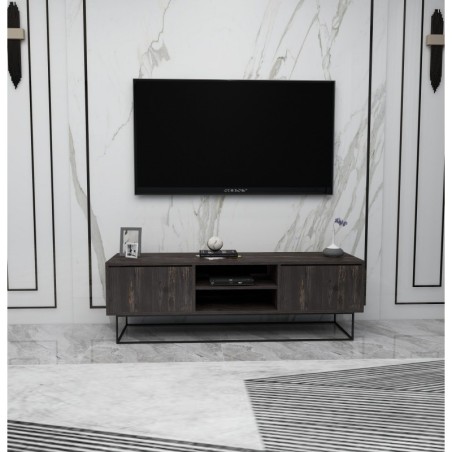 Mueble TV Escape 140 negro marrón oscuro