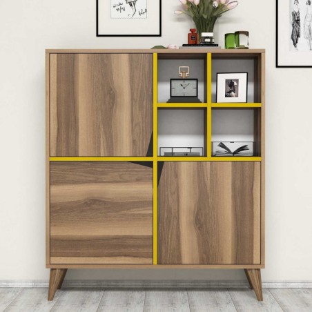 Mueble auxiliar Pulse amarillo nogal