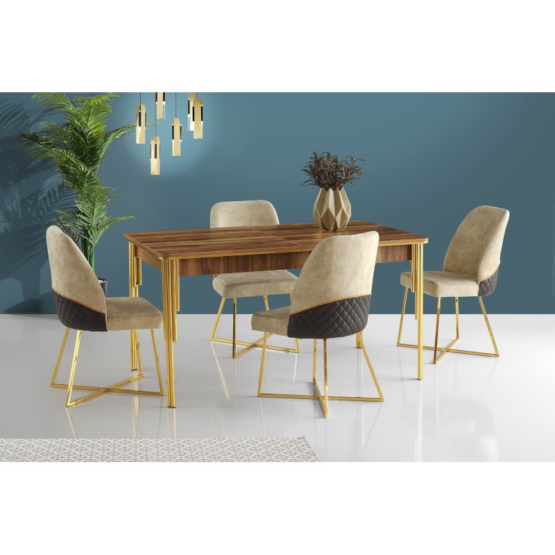 Mesa de comedor extensible Damla-1103 dorado nogal - 974NMB1545