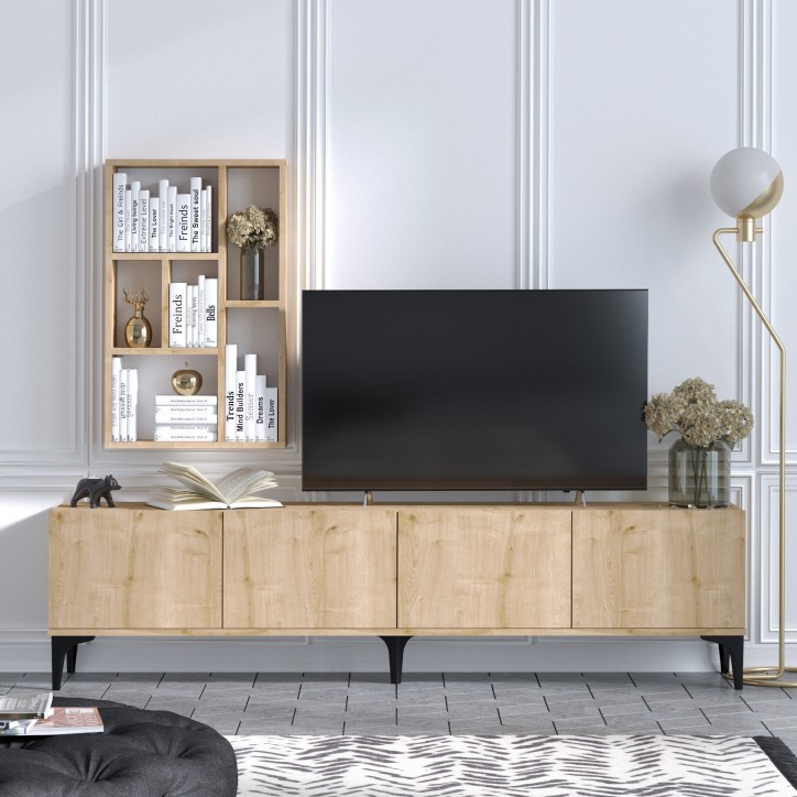 Mueble TV con estante Turid roble zafiro