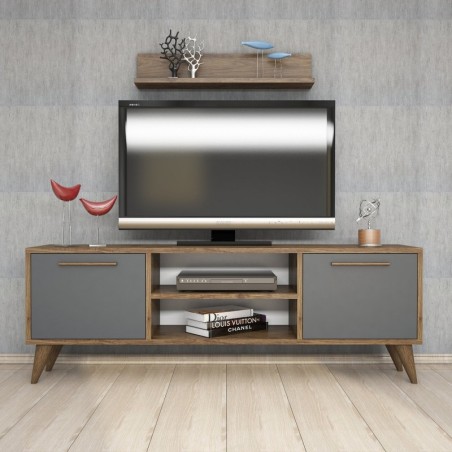 Mueble TV con estante Senfoni 1118 antracita nogal - 389MZA1117