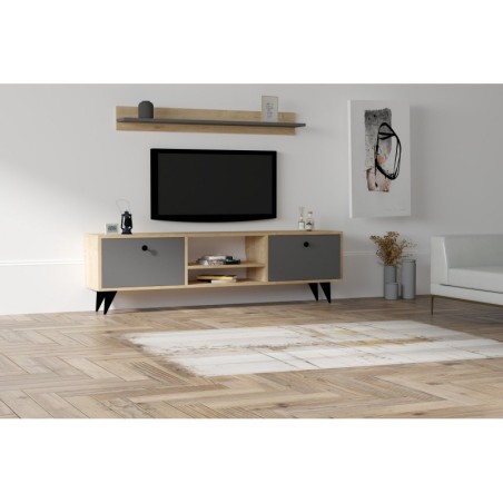 Mueble TV con estante Sliva antracita zafiro - 835PUQ5044