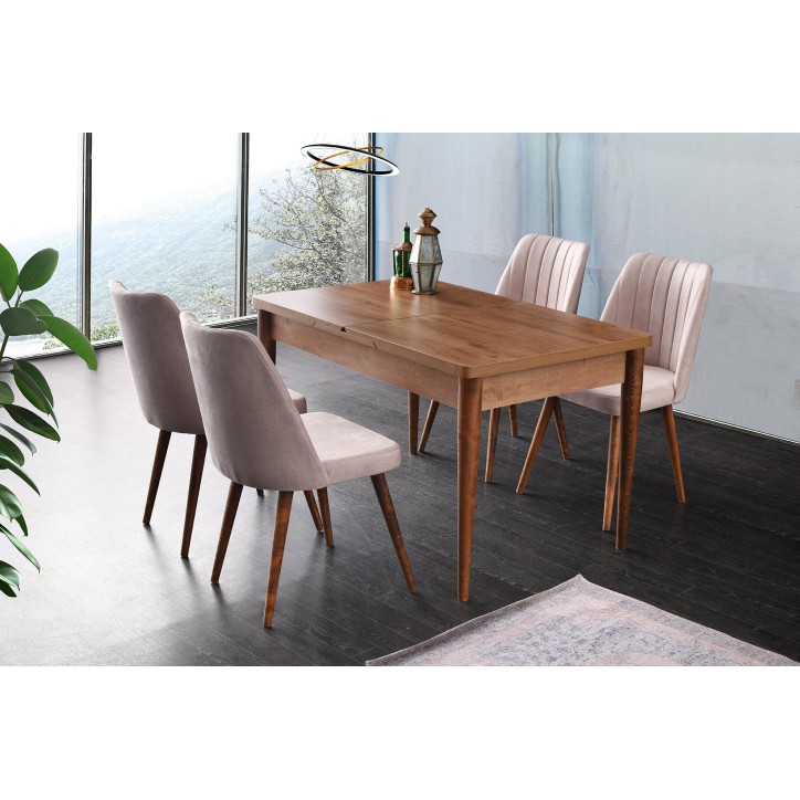 Mesa de comedor extensible Ahşap Kelebek-1231 nogal