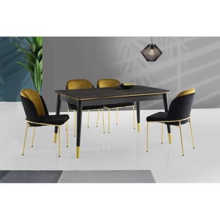 Mesa de comedor extensible Flora-1111 dorado negro