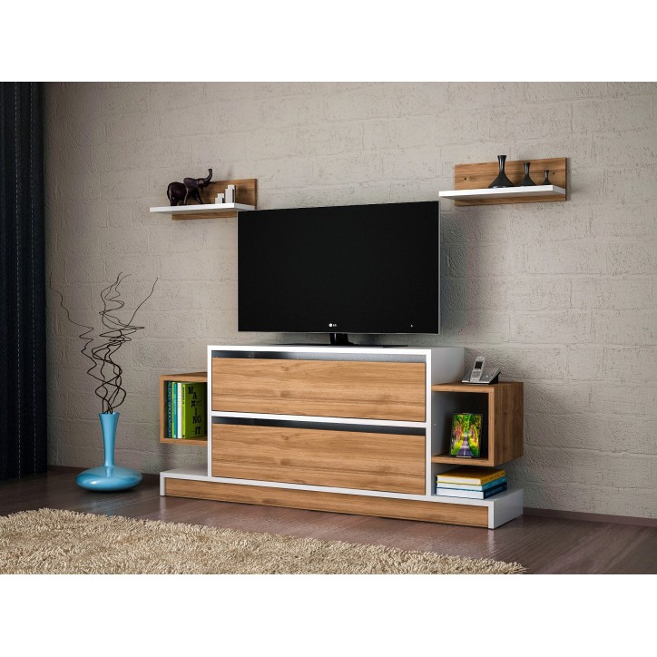 Mueble TV con estante Magic nogal blanco