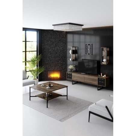 Conjunto de muebles de salón Line Set negro nogal - 618BLY1155