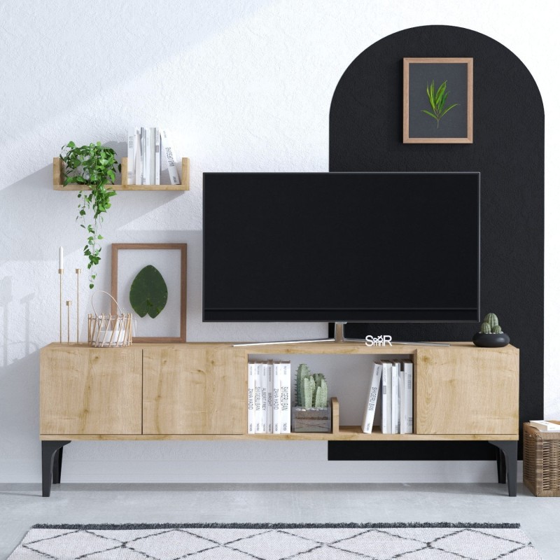 Mueble TV con estante Vesta-DEC0071 zafiro roble negro - 393MRD1266