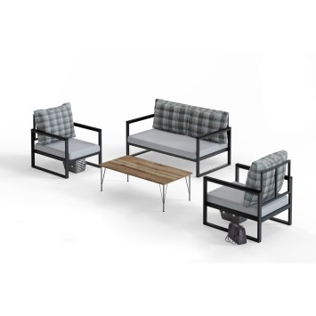 Conjunto de muebles de jardín MTLKNP004 negro multicolor - 203DRG1504