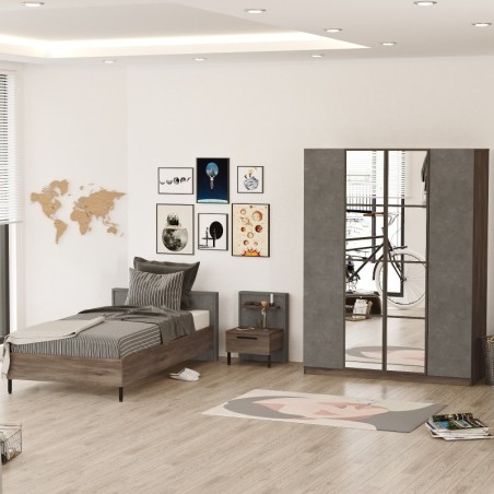 Conjunto de muebles de habitación joven HM14-CG marrón gris