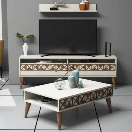 Conjunto de muebles de salón Line crema