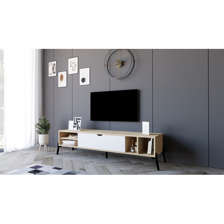 Mueble TV Ponza zafiro roble blanco