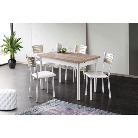 Mesa de comedor extensible Polo-1302 roble blanco