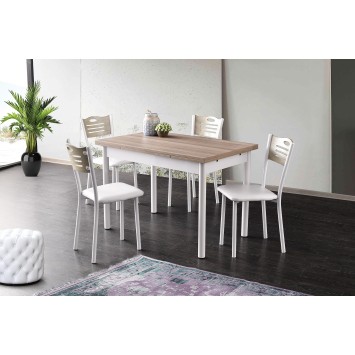 Mesa de comedor extensible Polo-1302 roble blanco - 974NMB1530