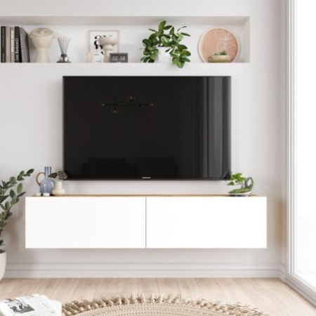 Mueble TV con estante FR10-AW pino atlántico blanco - 956LCS1675