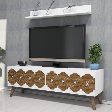 Mueble TV con estante Nisan blanco