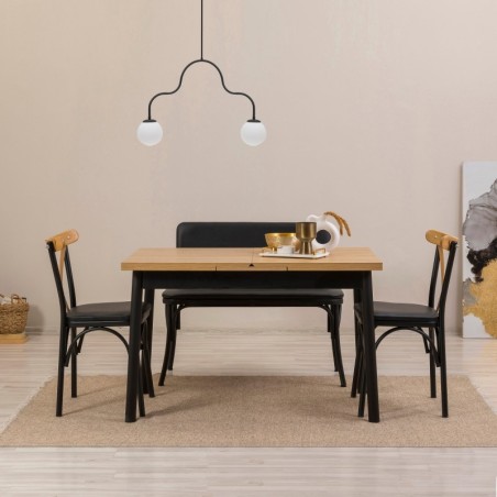 Set mesa comedor extensible y sillas (4 piezas) Oliver- V2 negro - 869VEL8168