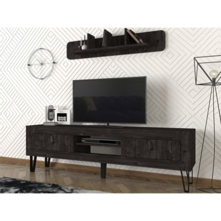 Mueble TV con estante Emerald negro - 804TRH3048