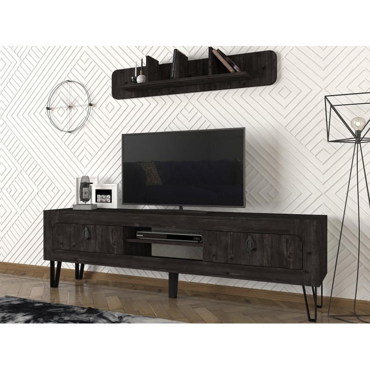 Mueble TV con estante Emerald negro