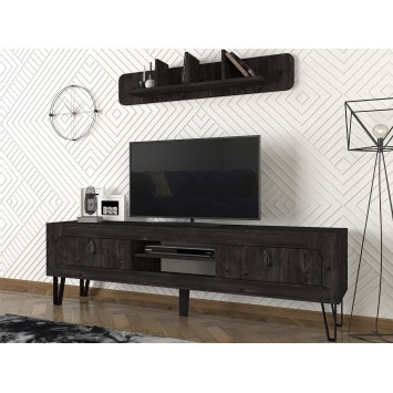 Mueble TV con estante Emerald negro - 804TRH3048