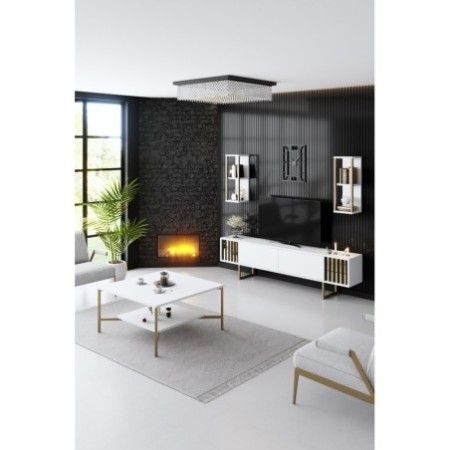 Conjunto de muebles de salón Line dorado blanco - 618BLY1165