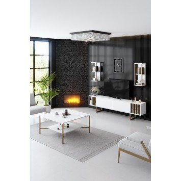 Conjunto de muebles de salón Line dorado blanco - 618BLY1165