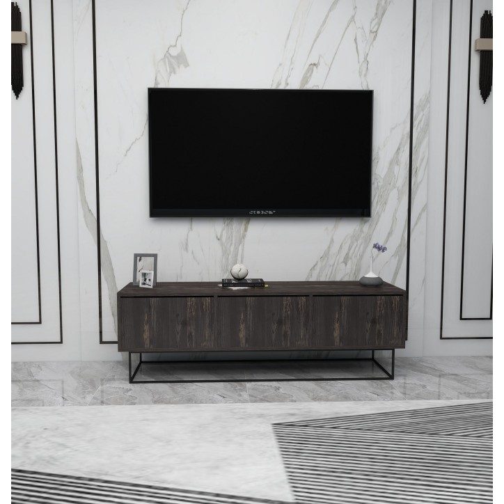 Mueble TV Kordon 140 negro marrón oscuro