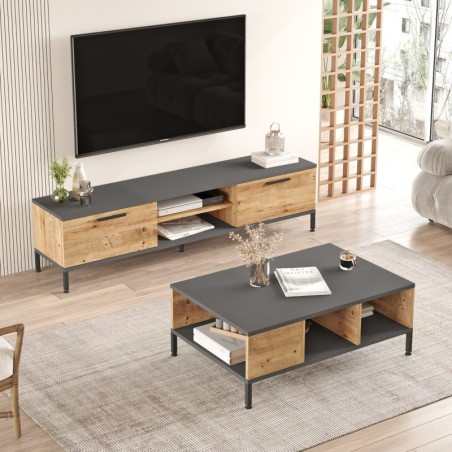 Conjunto de muebles de salón RL5-AA pino atlántico antracita