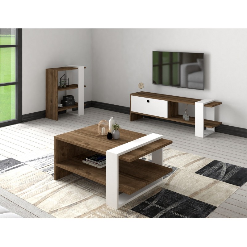 Conjunto de muebles de salón Gaye blanco nogal - 835PUQ6201