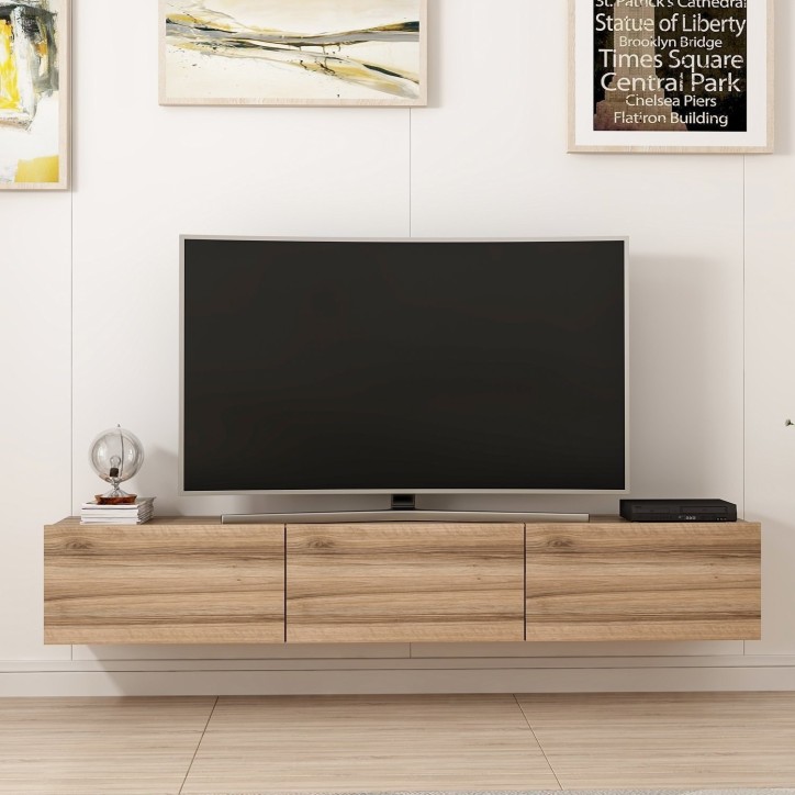 Mueble TV con estante Rigel blanco brillante