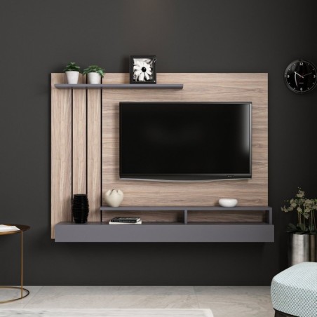 Mueble TV con estante Lawrance roble humo