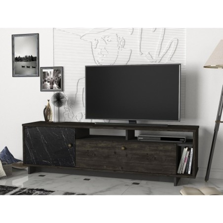 Mueble TV Artem nogal oscuro negro - 804TRH3056