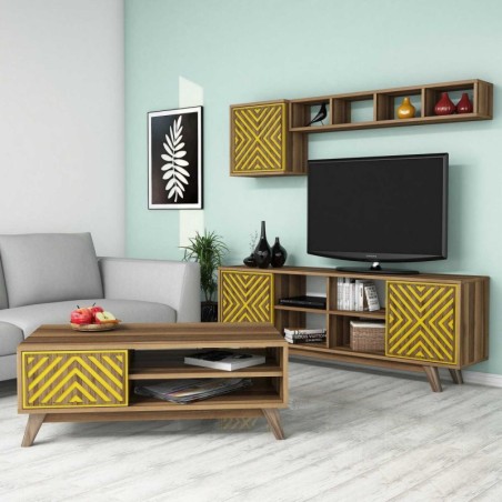 Conjunto de muebles de salón İnci amarillo nogal - 845HCT5245