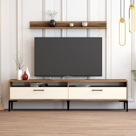 Mueble TV con estante Istanbul crema nogal