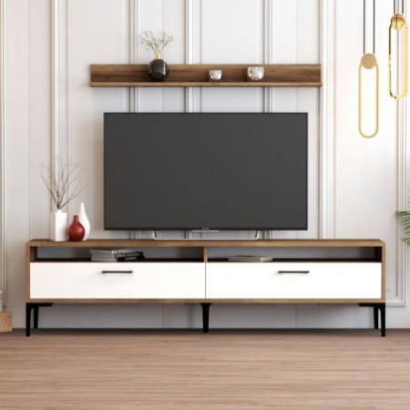 Mueble TV con estante Istanbul blanco nogal - 845HCT3096