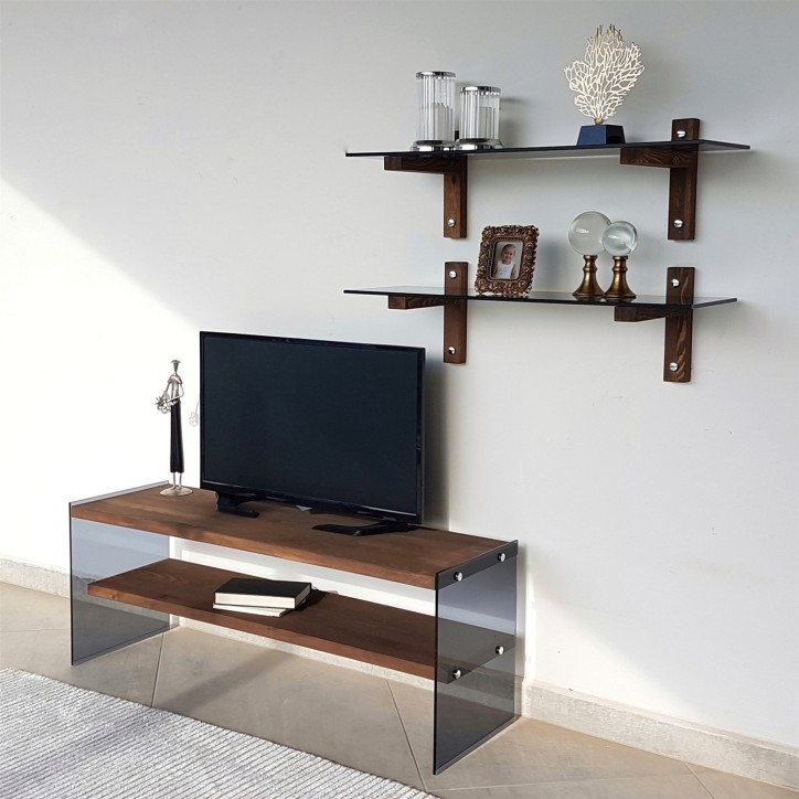 Mueble TV con estante TV102 nogal