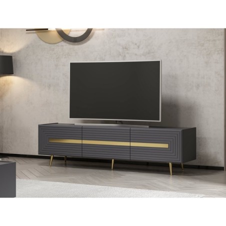 Mueble TV con estante Jose dorado antracita - 506MNR1115