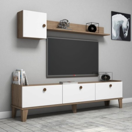 Mueble TV con estante Sumer E4020 roble blanco - 566BMS1151