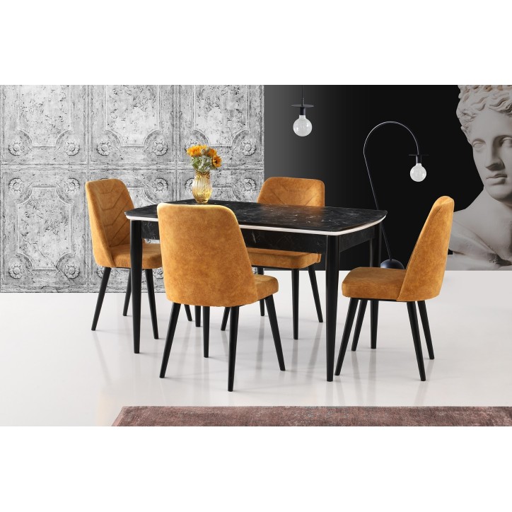 Mesa de comedor extensible Vega-1132 blanco negro