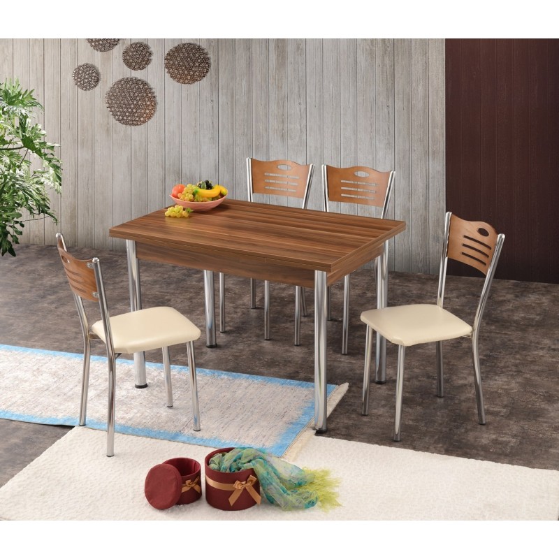 Mesa de comedor extensible Polo-1308 plata nogal - 974NMB1534