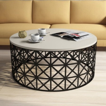 Mesa de centro Selin Metal Ferforje negro crema - 845HCT5230