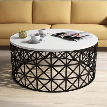 Mesa de centro Selin Metal Ferforje blanco negro - 845HCT5228