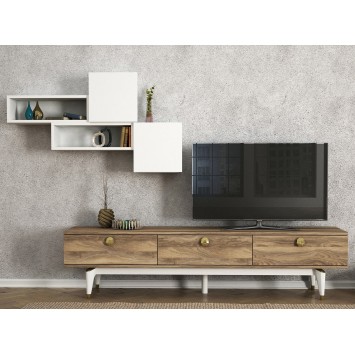 Mueble TV con estante Bus blanco nogal - 804TRH3010