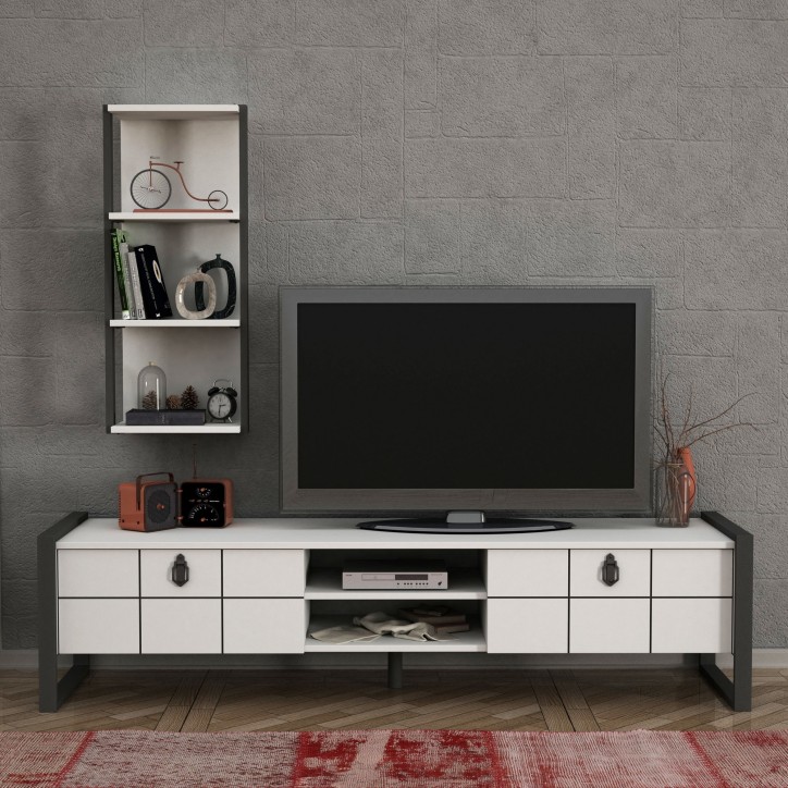 Mueble TV con estante Lost antracita blanco