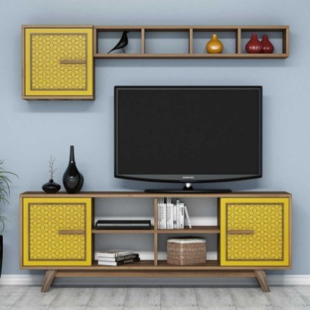 Mueble TV con estante Ayla amarillo nogal - 845HCT3067