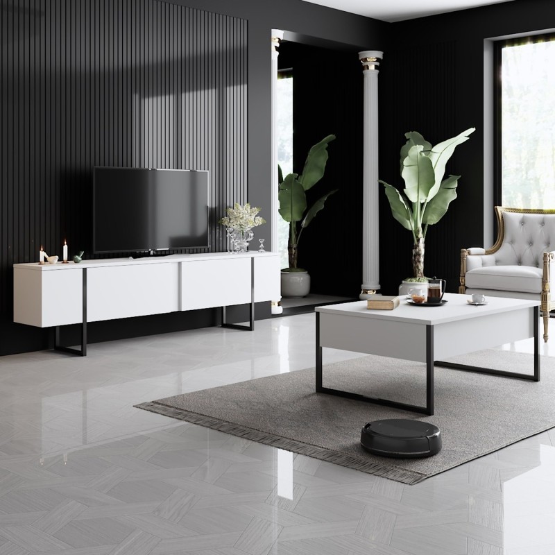 Conjunto de muebles de salón Luxe blanco negro - 618BLY1173