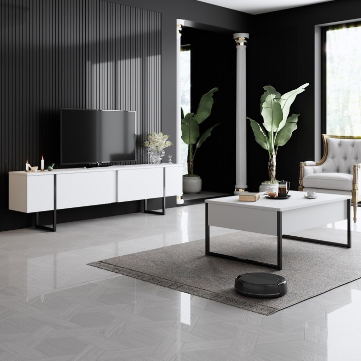 Conjunto de muebles de salón Luxe blanco negro