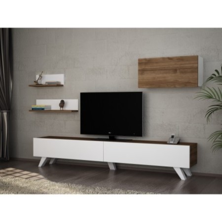 Mueble TV con estante Caterina nogal blanco - 731WAT3009