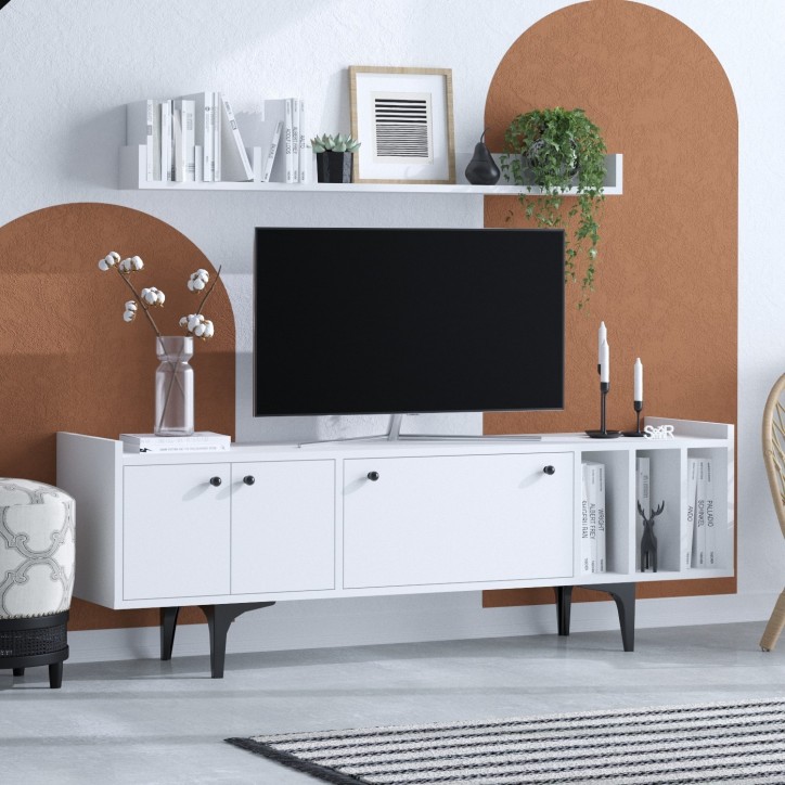 Mueble TV con estante Rigel blanco