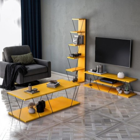 Conjunto de muebles de salón Epsilon negro amarillo - 854KLN2916